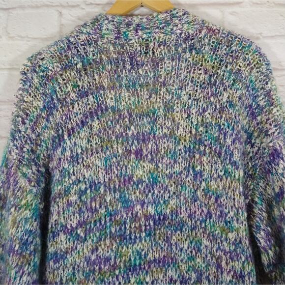 A Vintage VTG CHU Mohair Multicolor Button Down Knit Long Cardigan Sweater M - Picture 6 of 8